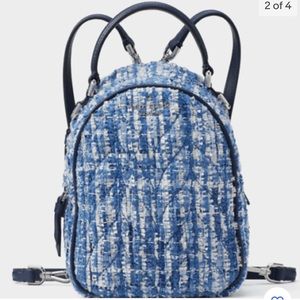 ♠️ KATE SPADE ♠️ Briar Lane Quilted Mini Convertible Backpack- Blue Tweed